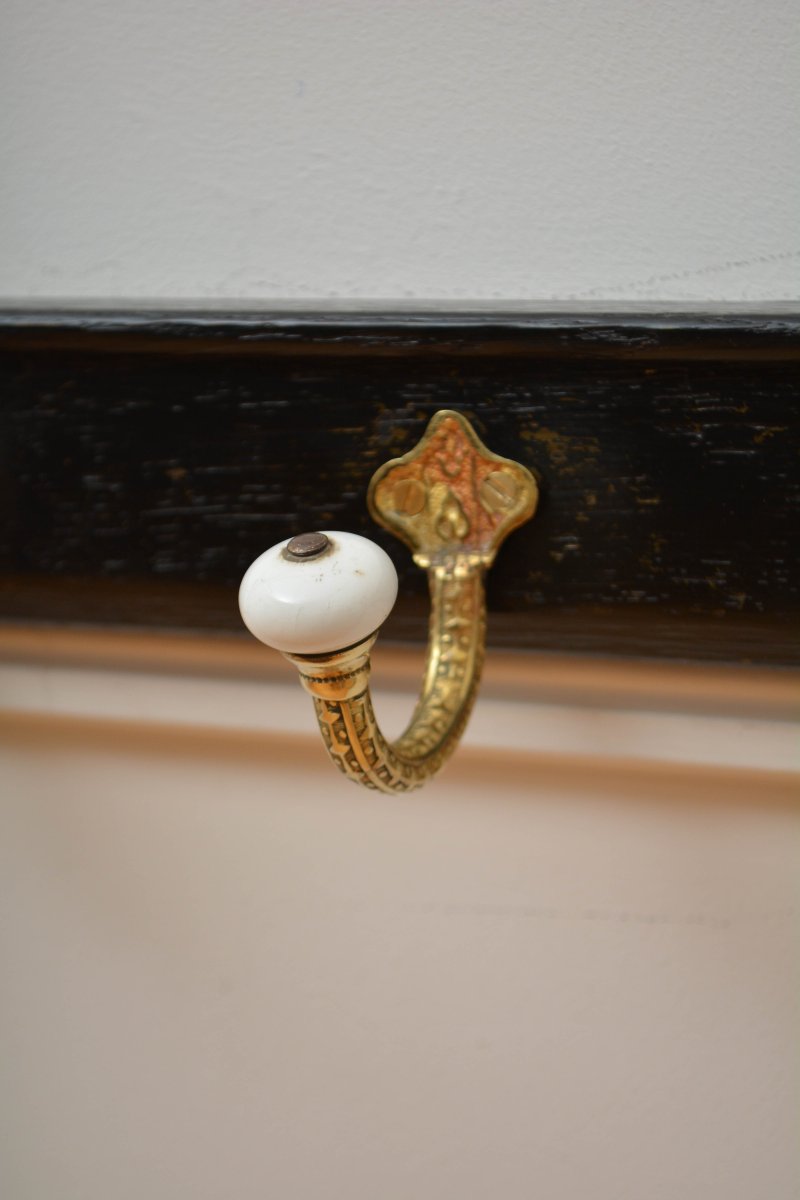 Victorian Coat Rack Ebonised Coat Hooks - Image 5